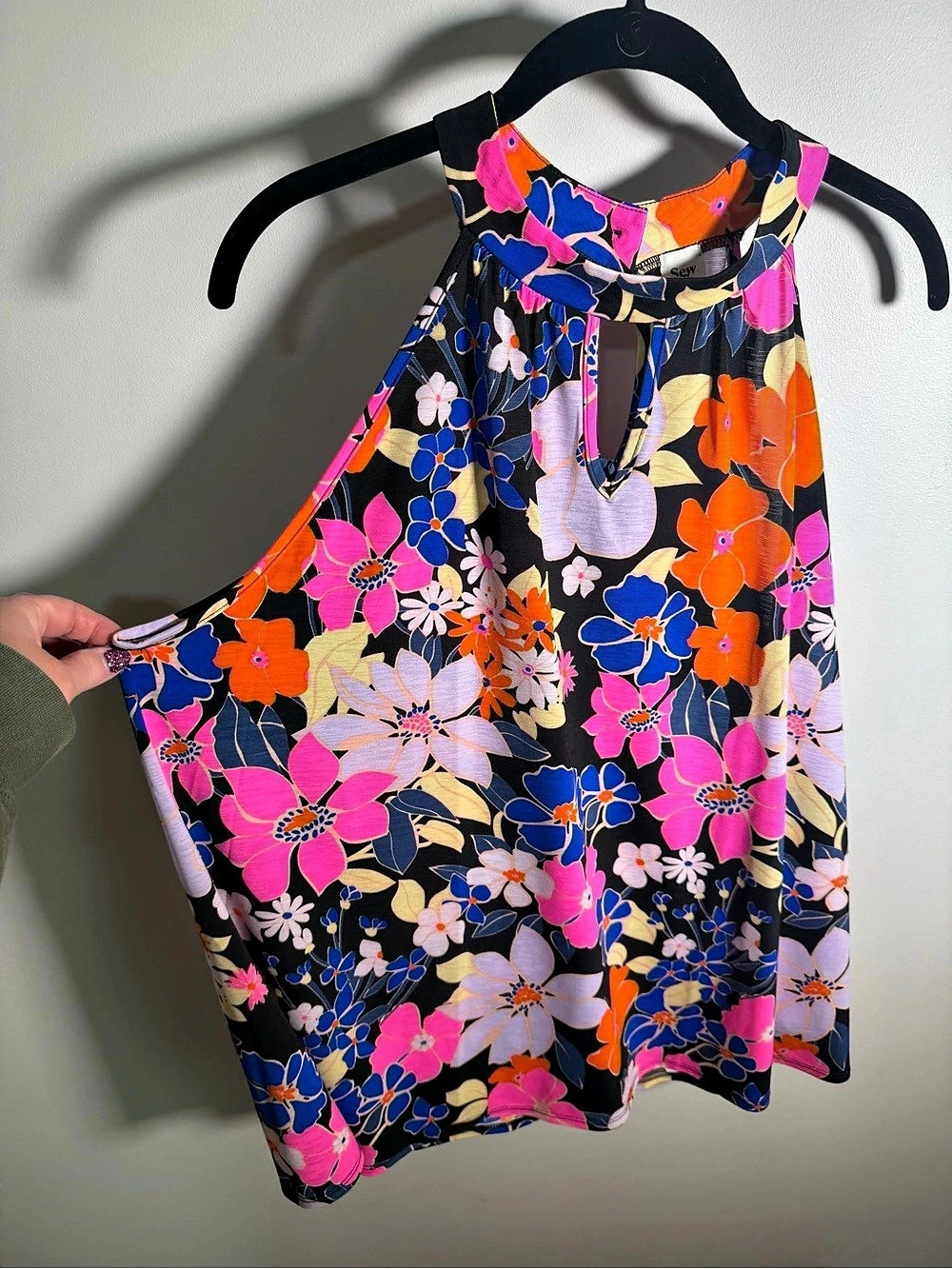 Chic Soul Sleeveless Tank Floral TBlack & Pink Size 2X Like New